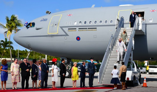 King Charles, then Prince of Wales, arrives in the Cayman Islands 